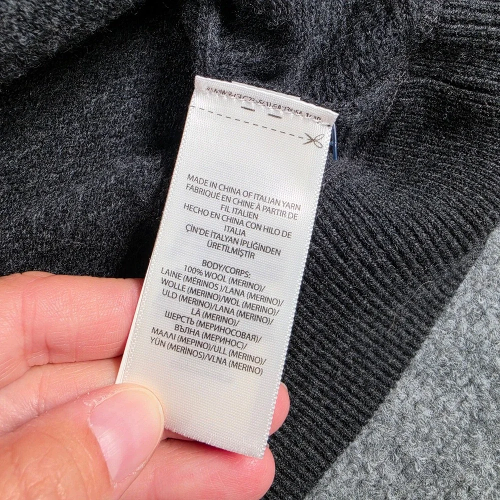Polo Ralph Lauren Cardigan Mens Small Gray Merino Wool Shawl Collar Elbow Patch